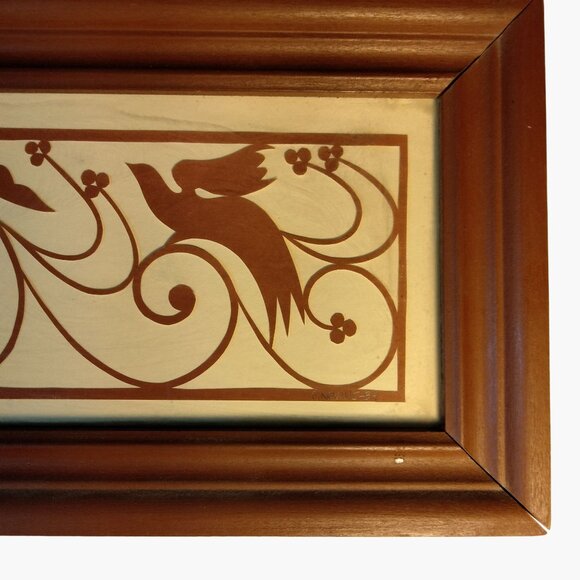 Framed Wooden Folk Art Heart Bird Wall Hanging - Picture 6 of 9